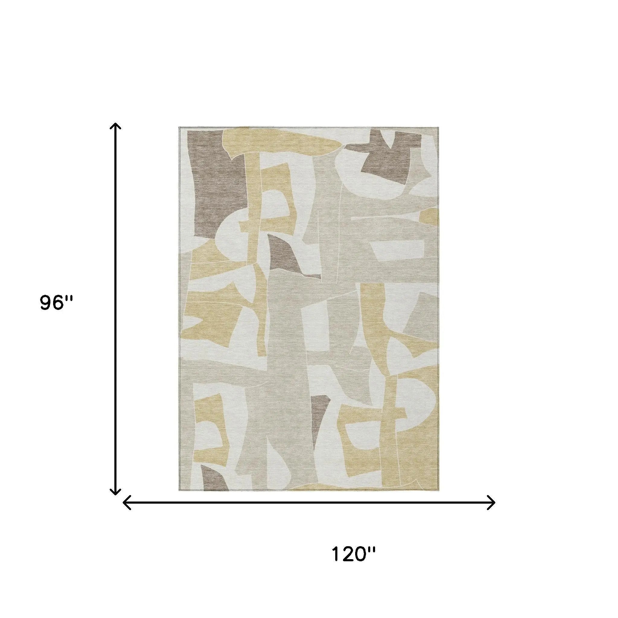 8' X 10' Ivory And Beige Geometric Washable Indoor Outdoor Area Rug Homeroots Outdoor
