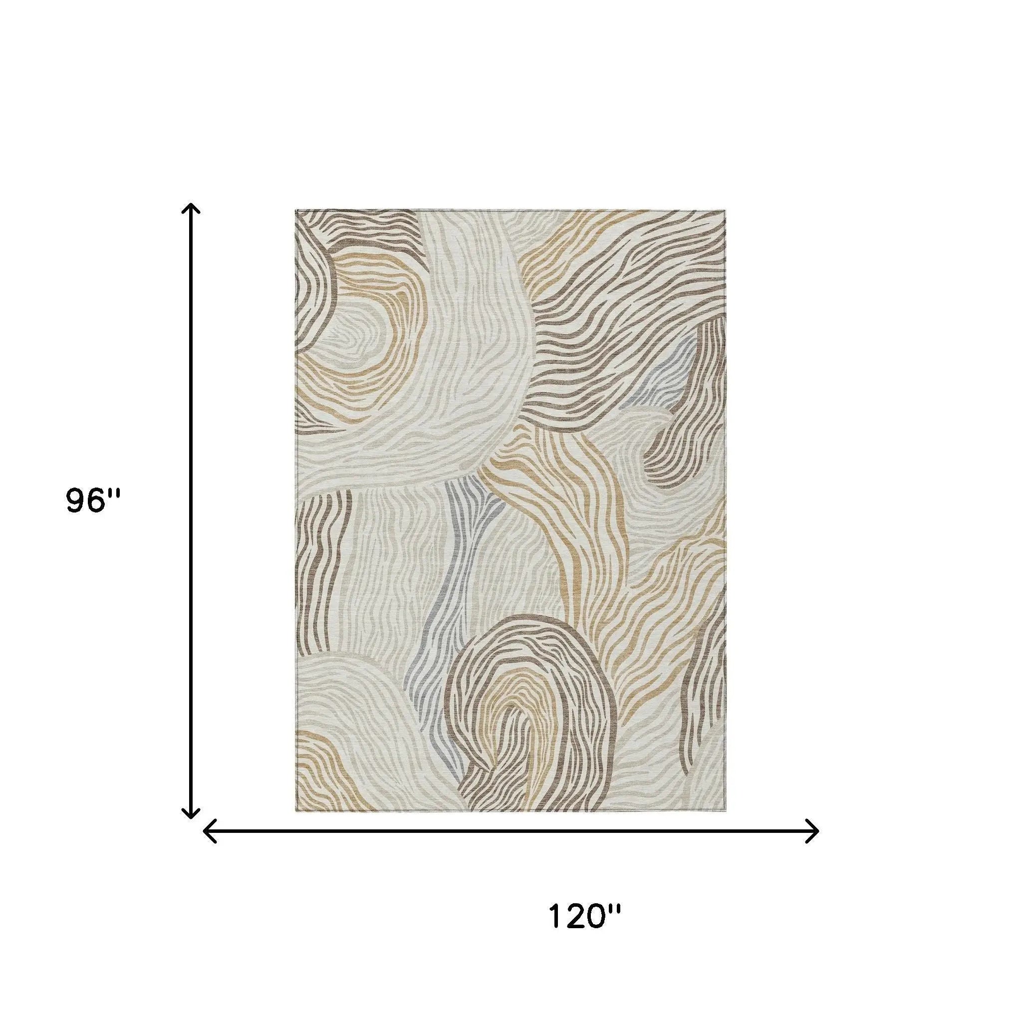 8' X 10' Ivory And Beige Ikat Washable Indoor Outdoor Area Rug Homeroots Outdoor