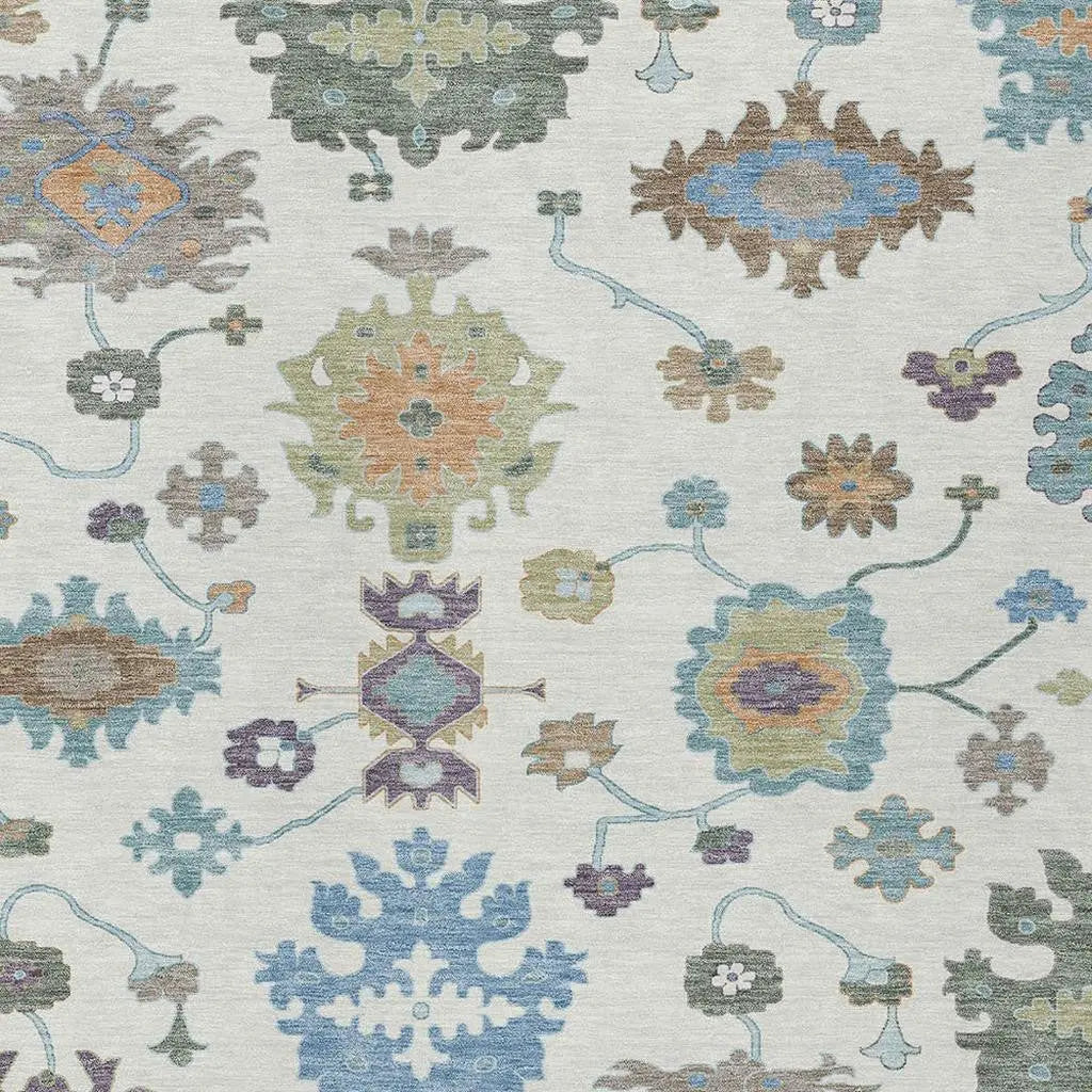 8' X 10' Ivory And Beige Oriental Washable Indoor Outdoor Area Rug Homeroots Outdoor