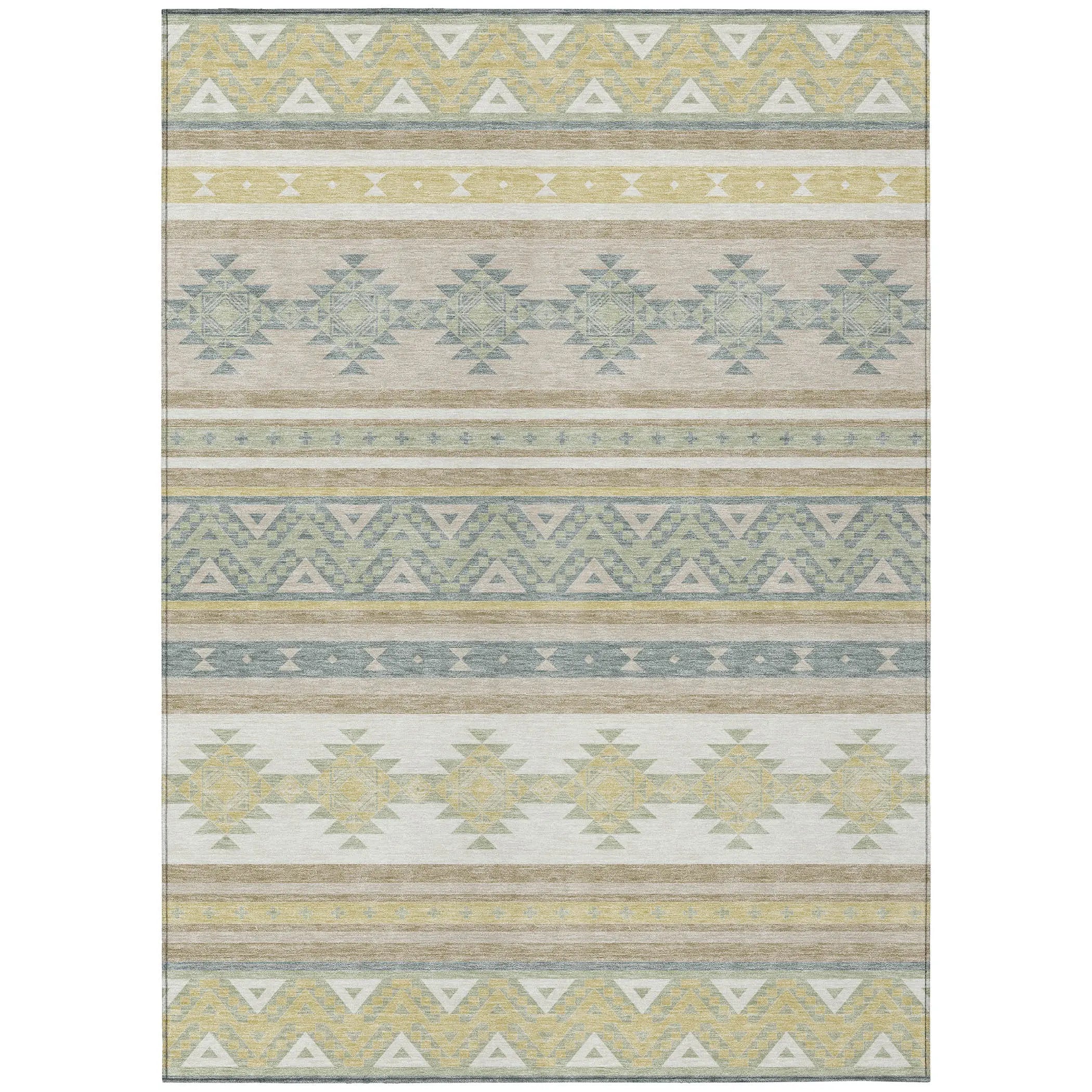 8' X 10' Ivory And Beige Southwestern Washable Indoor Outdoor Area Rug Homeroots Outdoor