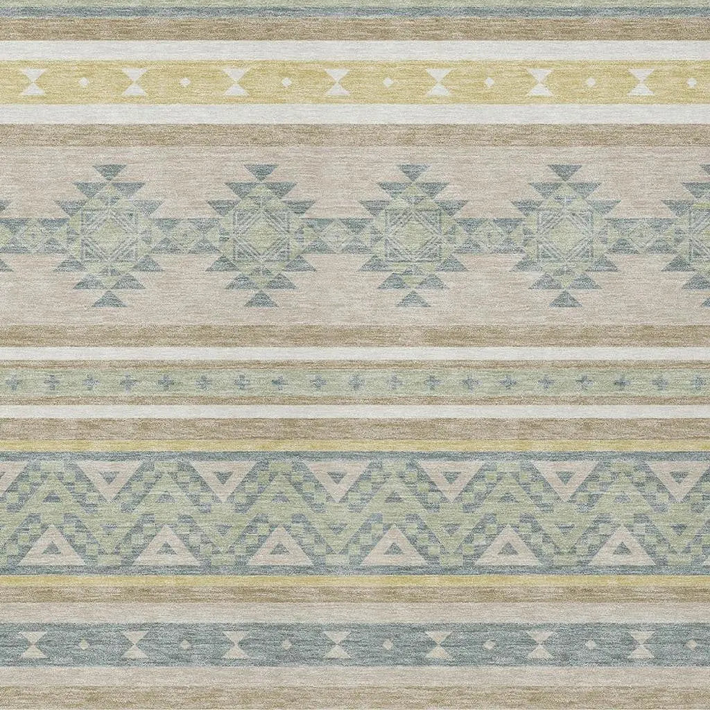 8' X 10' Ivory And Beige Southwestern Washable Indoor Outdoor Area Rug Homeroots Outdoor