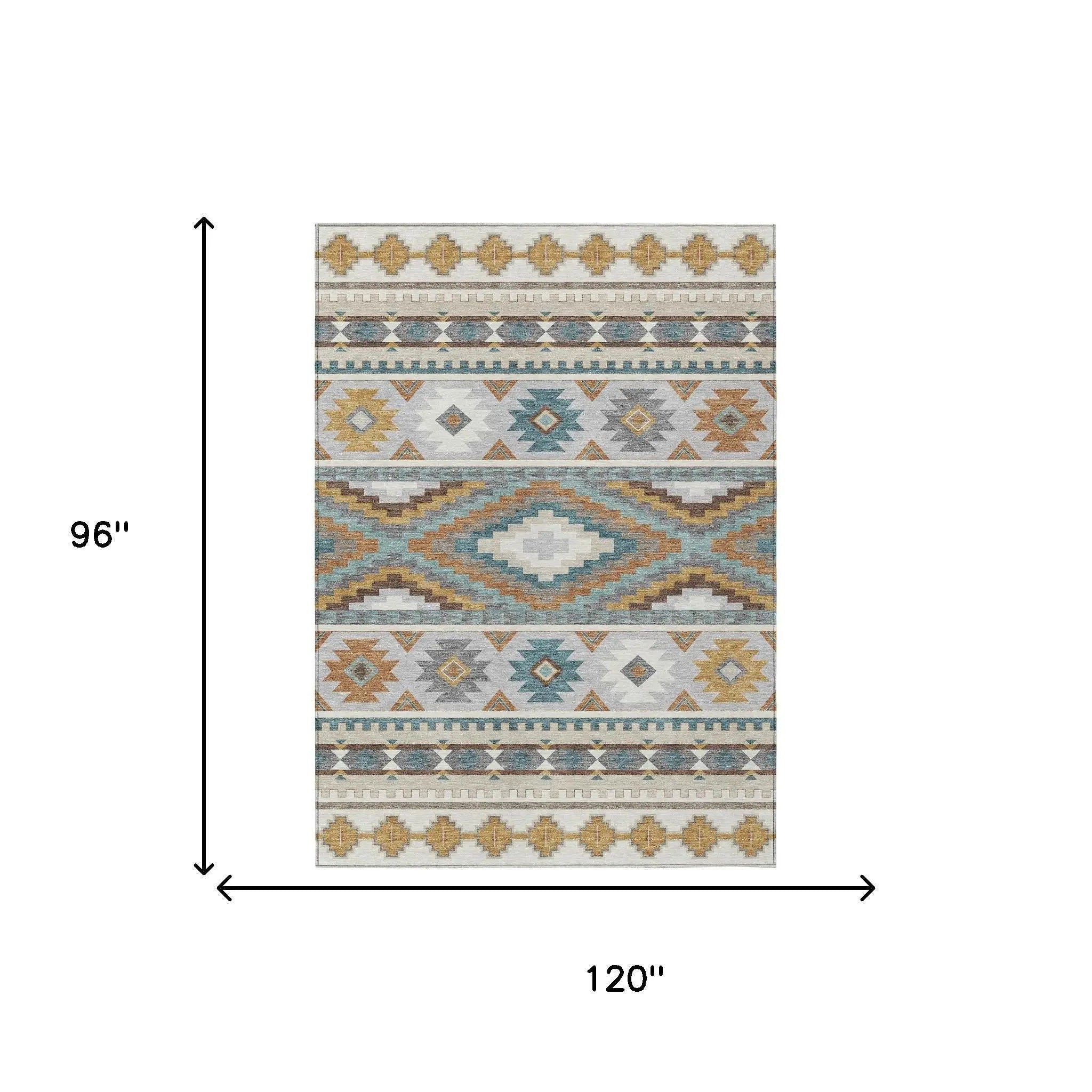 8' X 10' Ivory And Beige Southwestern Washable Indoor Outdoor Area Rug Homeroots Outdoor
