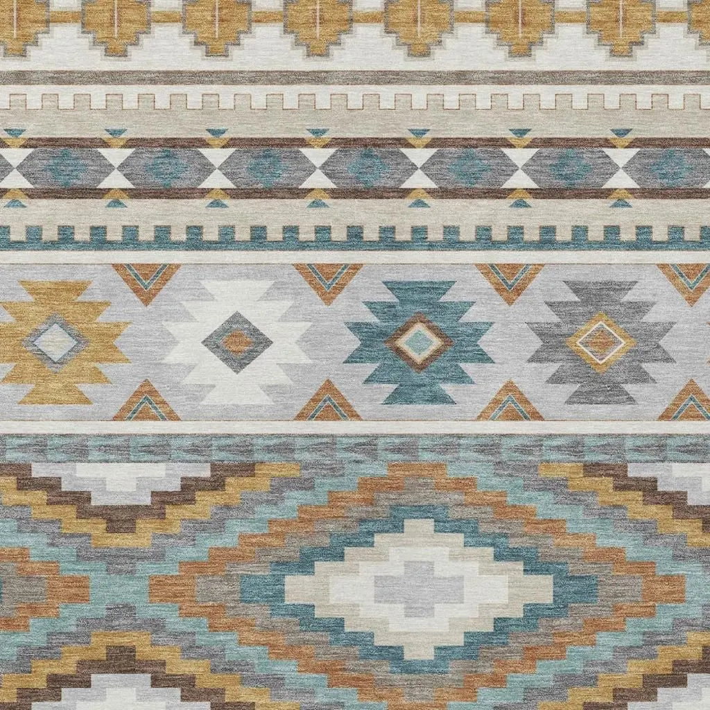 8' X 10' Ivory And Beige Southwestern Washable Indoor Outdoor Area Rug Homeroots Outdoor
