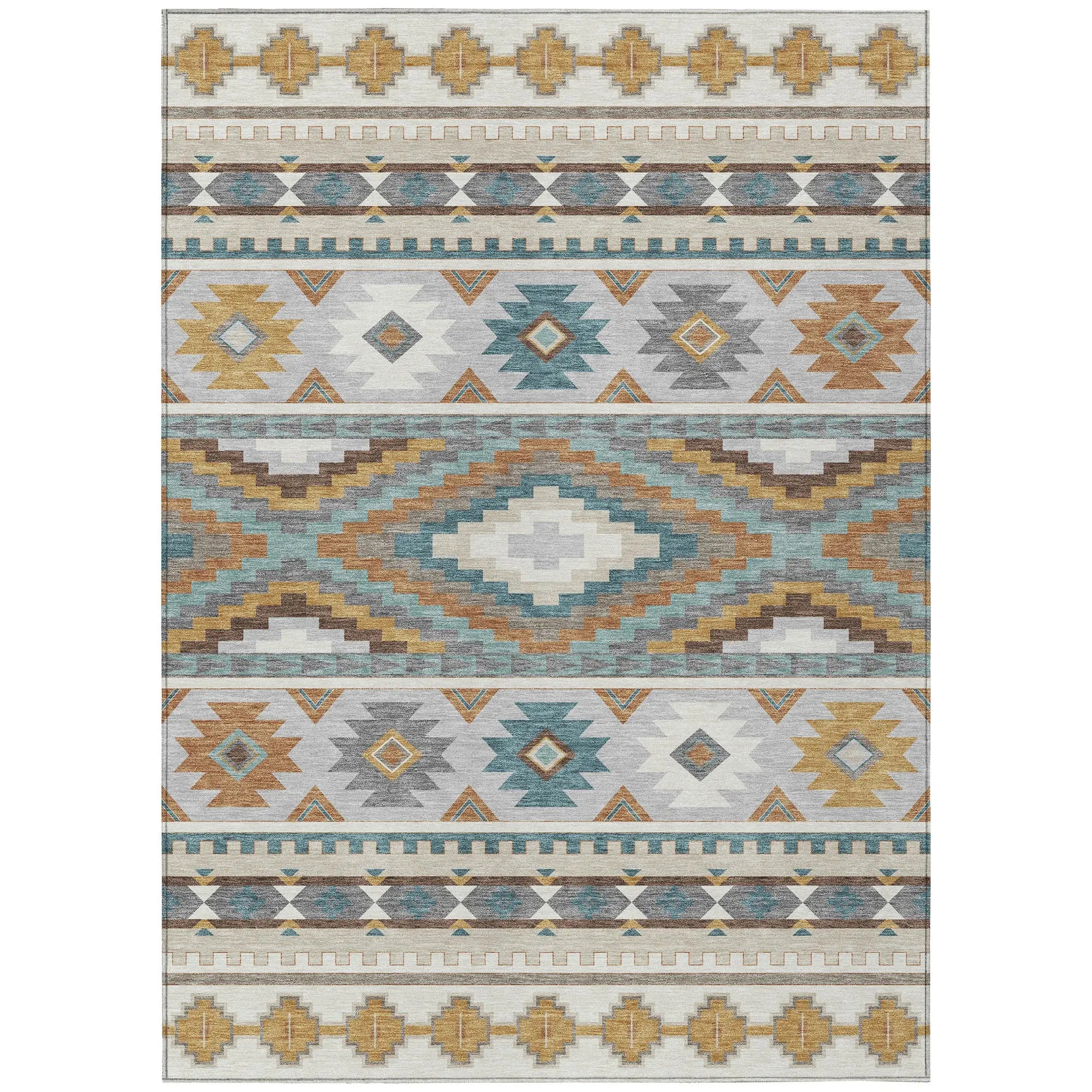 8' X 10' Ivory And Beige Southwestern Washable Indoor Outdoor Area Rug Homeroots Outdoor