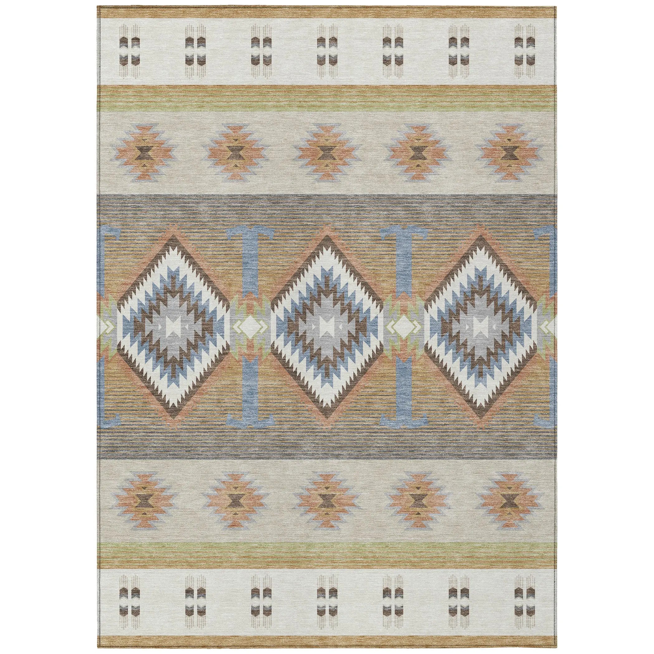 8' X 10' Ivory And Beige Southwestern Washable Indoor Outdoor Area Rug Homeroots Outdoor