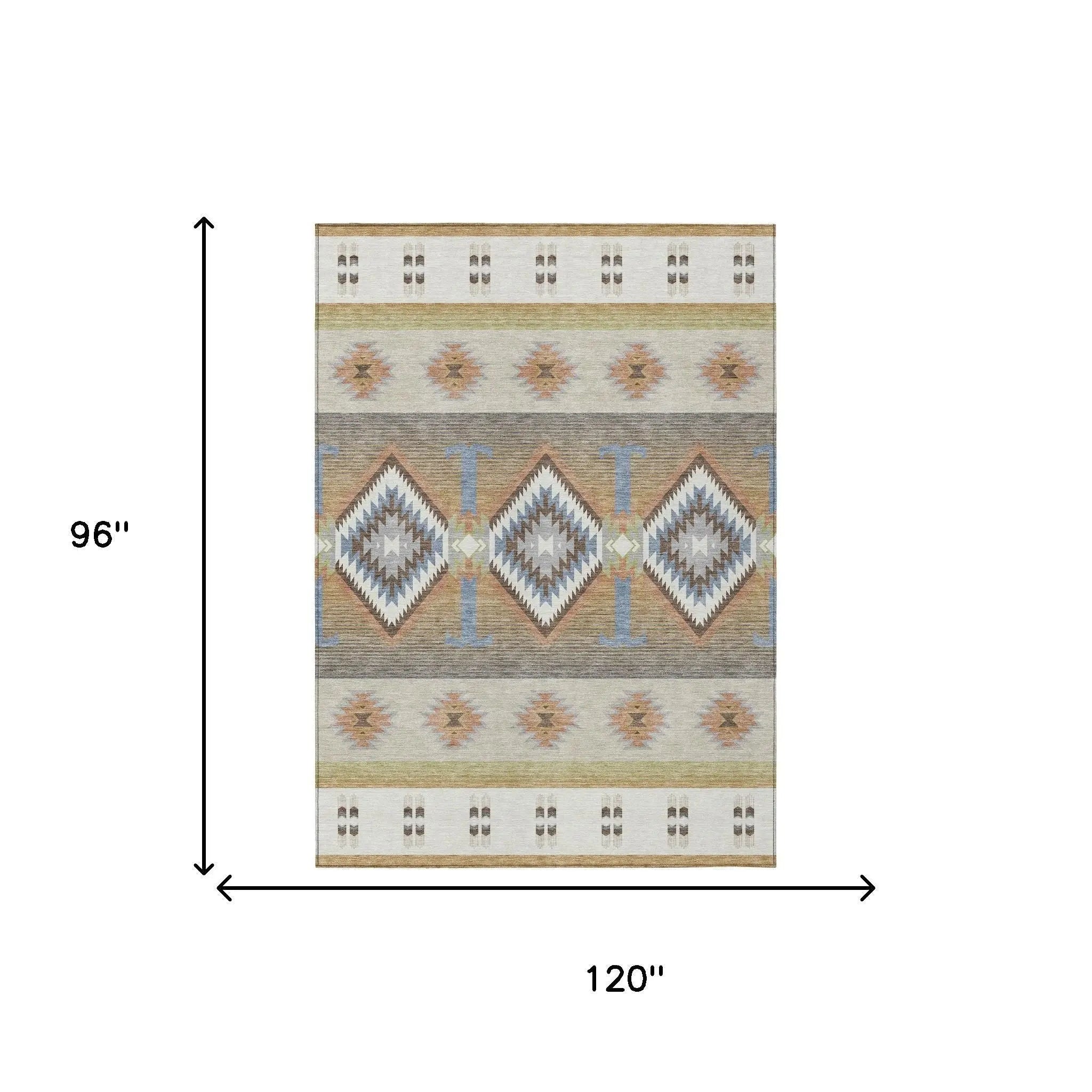8' X 10' Ivory And Beige Southwestern Washable Indoor Outdoor Area Rug Homeroots Outdoor