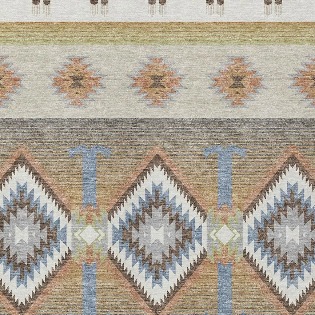 8' X 10' Ivory And Beige Southwestern Washable Indoor Outdoor Area Rug Homeroots Outdoor