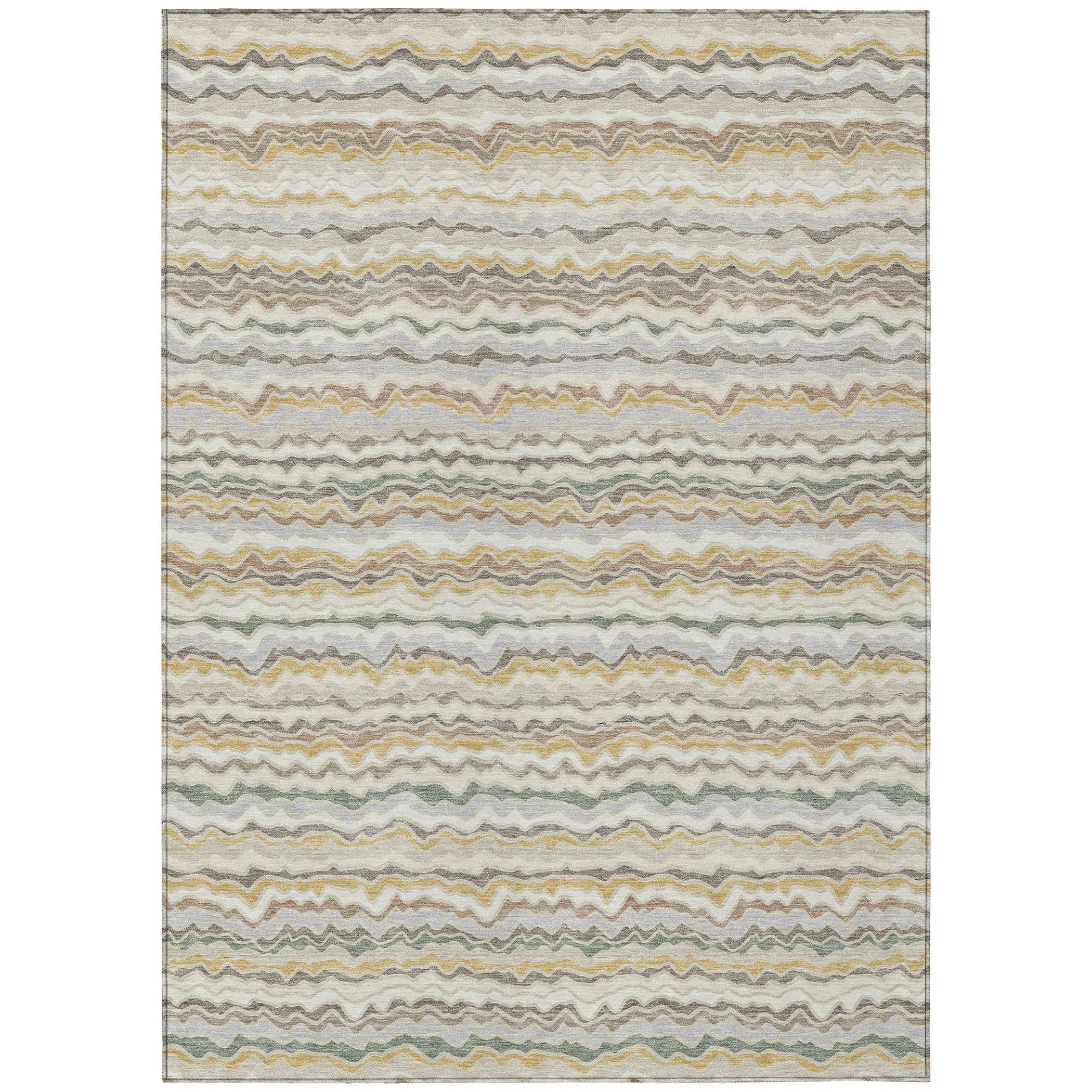 8' X 10' Ivory And Beige Striped Washable Indoor Outdoor Area Rug Homeroots Outdoor