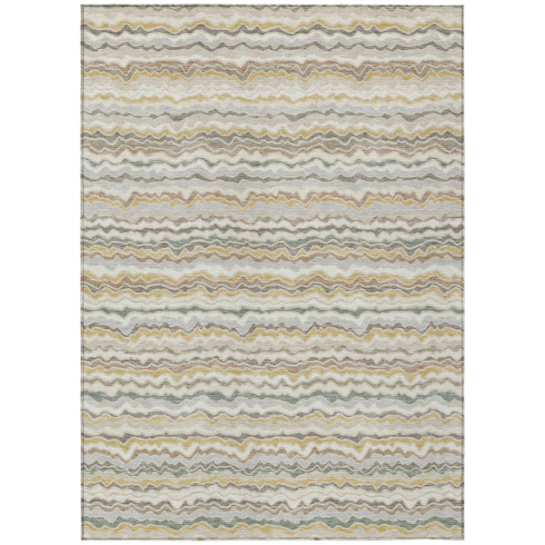 8' X 10' Ivory And Beige Striped Washable Indoor Outdoor Area Rug Homeroots Outdoor