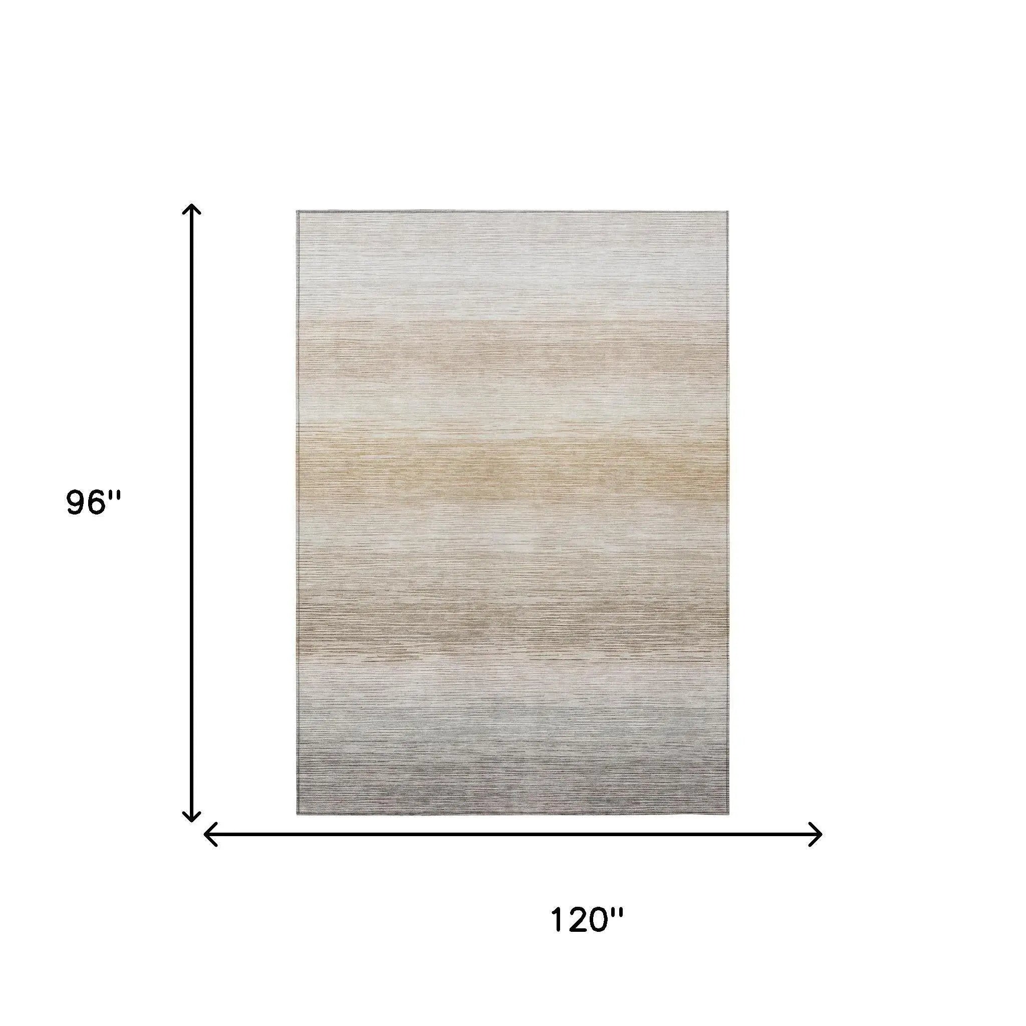 8' X 10' Ivory And Beige Striped Washable Indoor Outdoor Area Rug Homeroots Outdoor