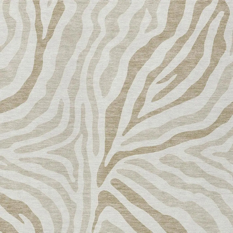 8' X 10' Ivory And Beige Zebra Print Washable Indoor Outdoor Area Rug Homeroots Outdoor