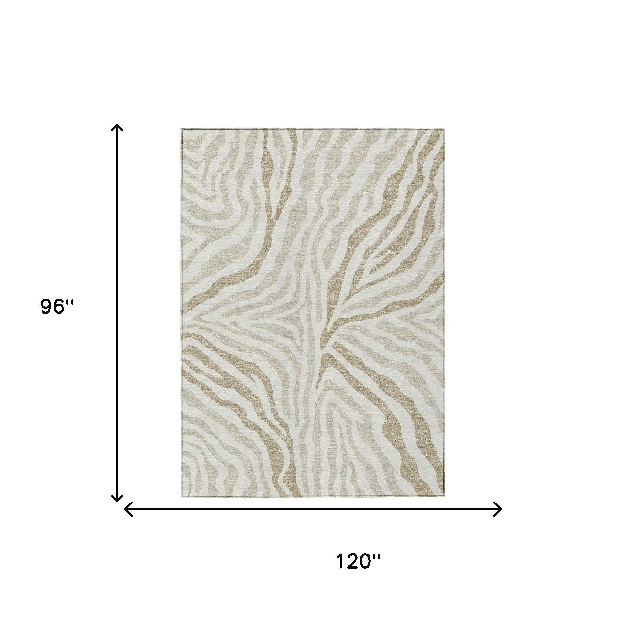 8' X 10' Ivory And Beige Zebra Print Washable Indoor Outdoor Area Rug Homeroots Outdoor