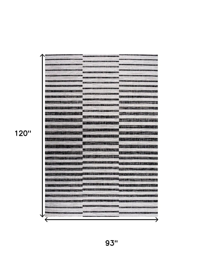 8' X 10' Ivory And Black Striped Indoor Outdoor Area Rug Homeroots Outdoor