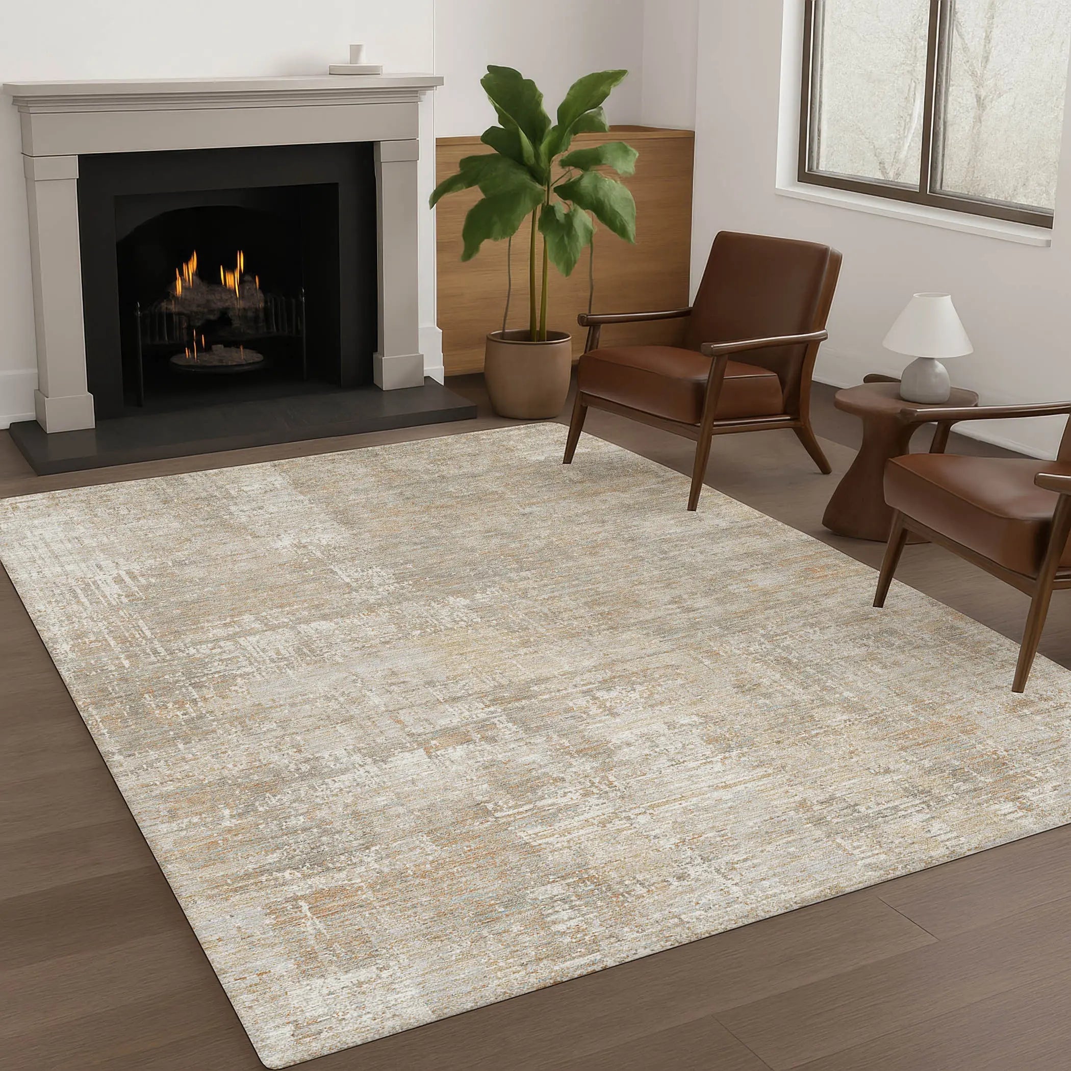 8' X 10' Ivory And Blue Abstract Washable Indoor Outdoor Area Rug Homeroots Outdoor