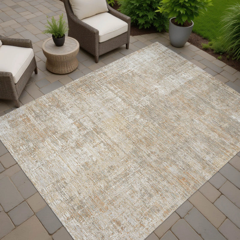 8' X 10' Ivory And Blue Abstract Washable Indoor Outdoor Area Rug Homeroots Outdoor