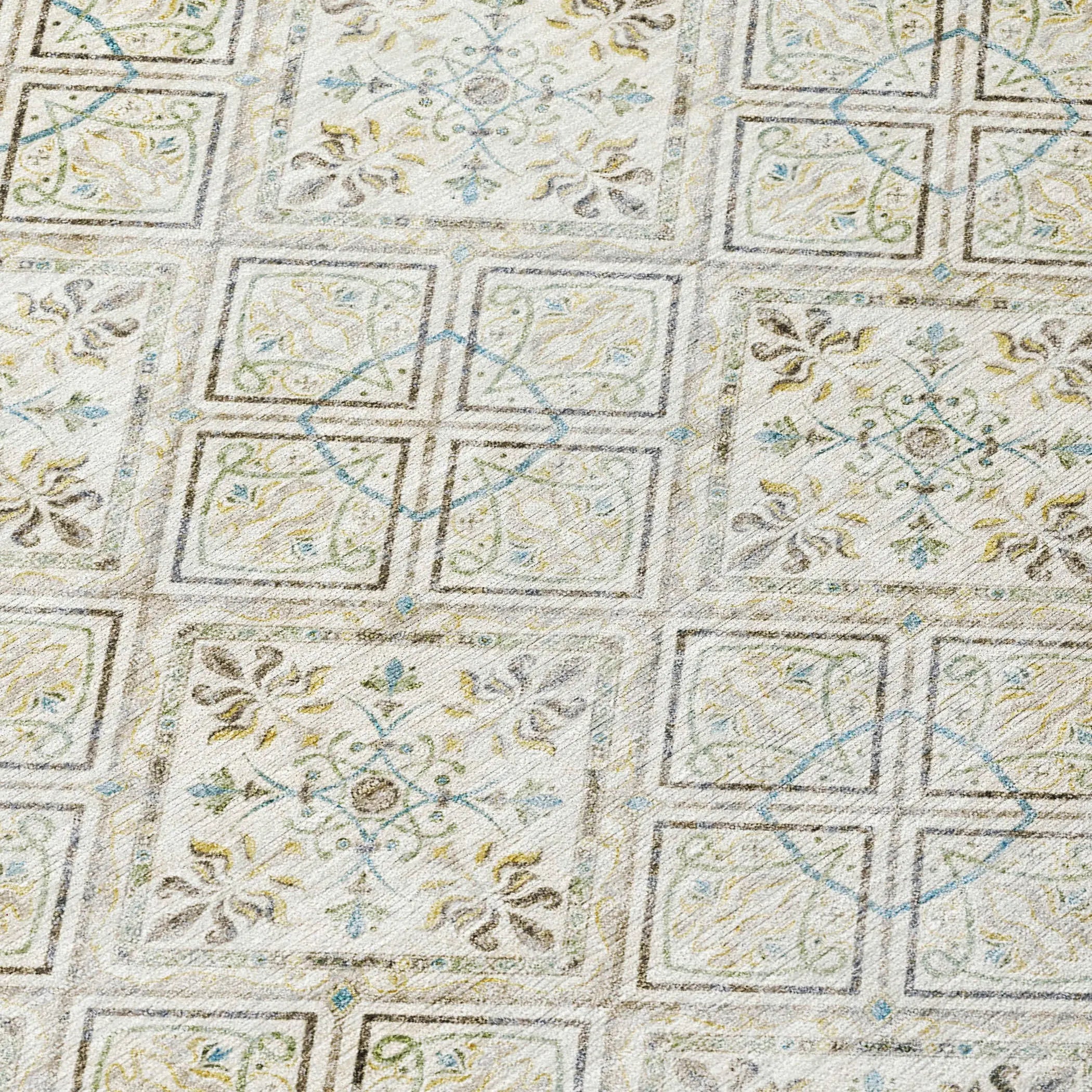 8' X 10' Ivory And Blue Geometric Washable Indoor Outdoor Area Rug Homeroots Outdoor