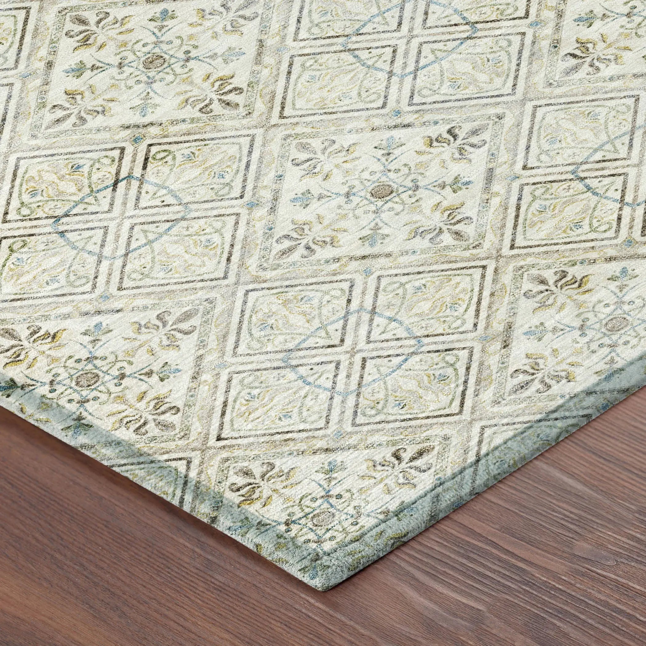 8' X 10' Ivory And Blue Geometric Washable Indoor Outdoor Area Rug Homeroots Outdoor