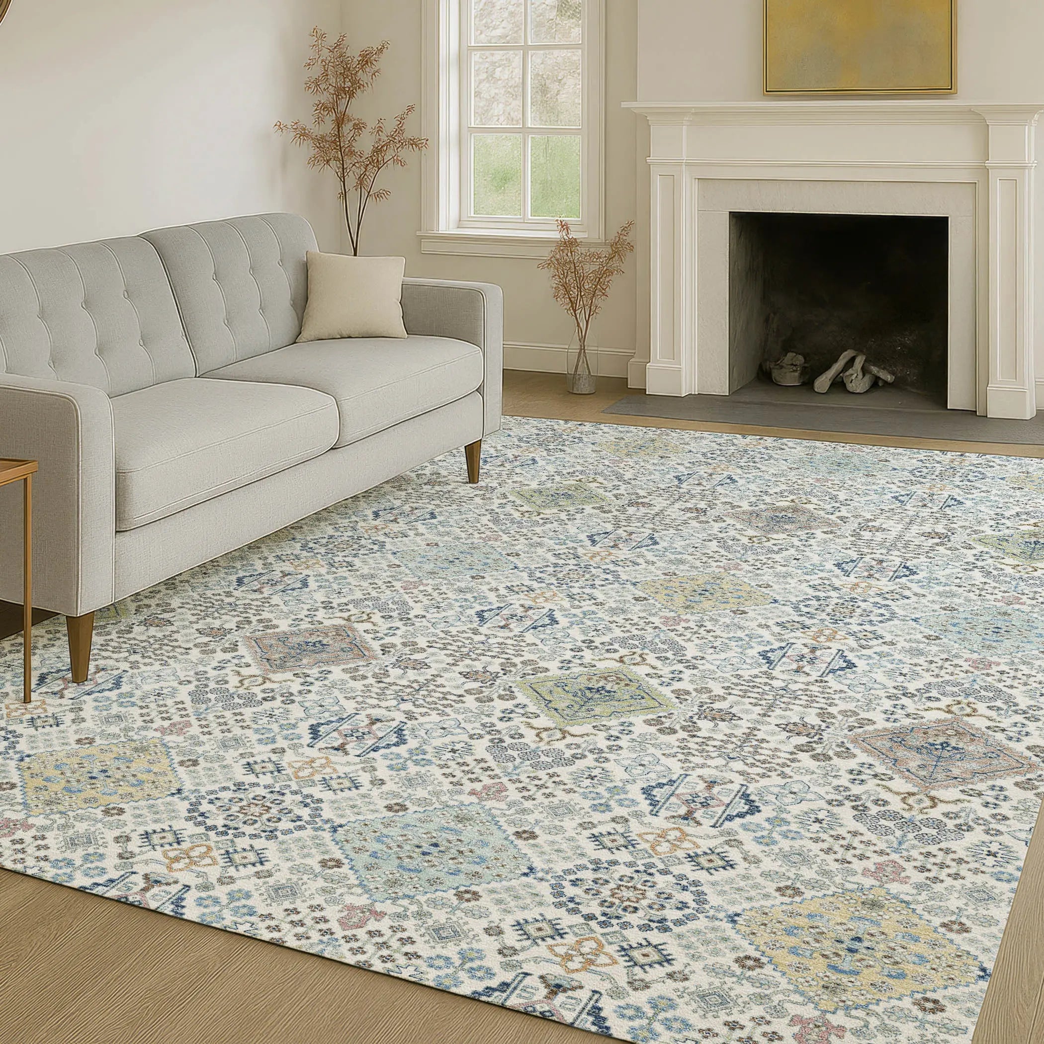 8' X 10' Ivory And Blue Oriental Washable Indoor Outdoor Area Rug Homeroots Outdoor