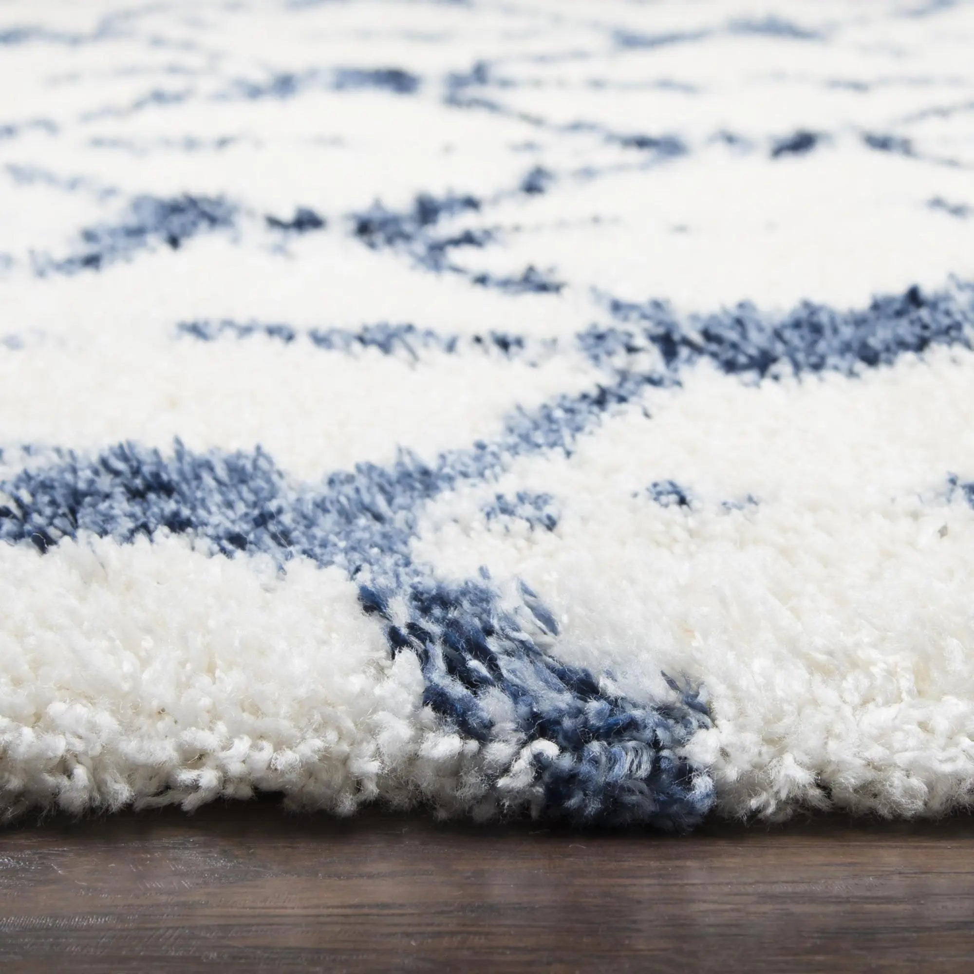 8' X 10' Ivory And Blue Trellis Shag Area Rug Homeroots Home Decor
