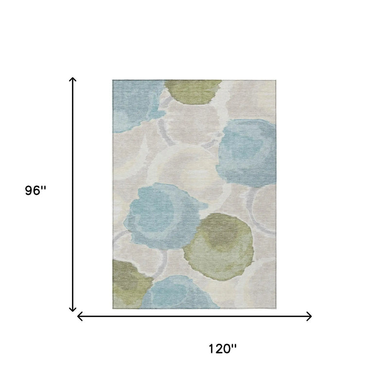 8' X 10' Ivory And Brown Abstract Washable Indoor Outdoor Area Rug Homeroots Outdoor