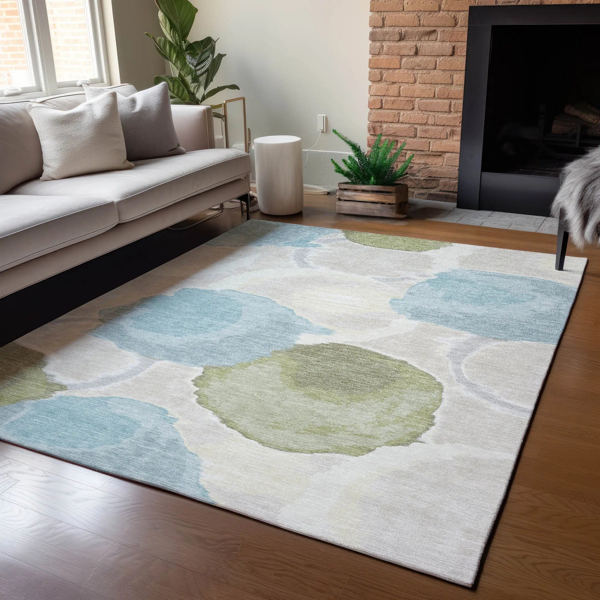 8' X 10' Ivory And Brown Abstract Washable Indoor Outdoor Area Rug Homeroots Outdoor