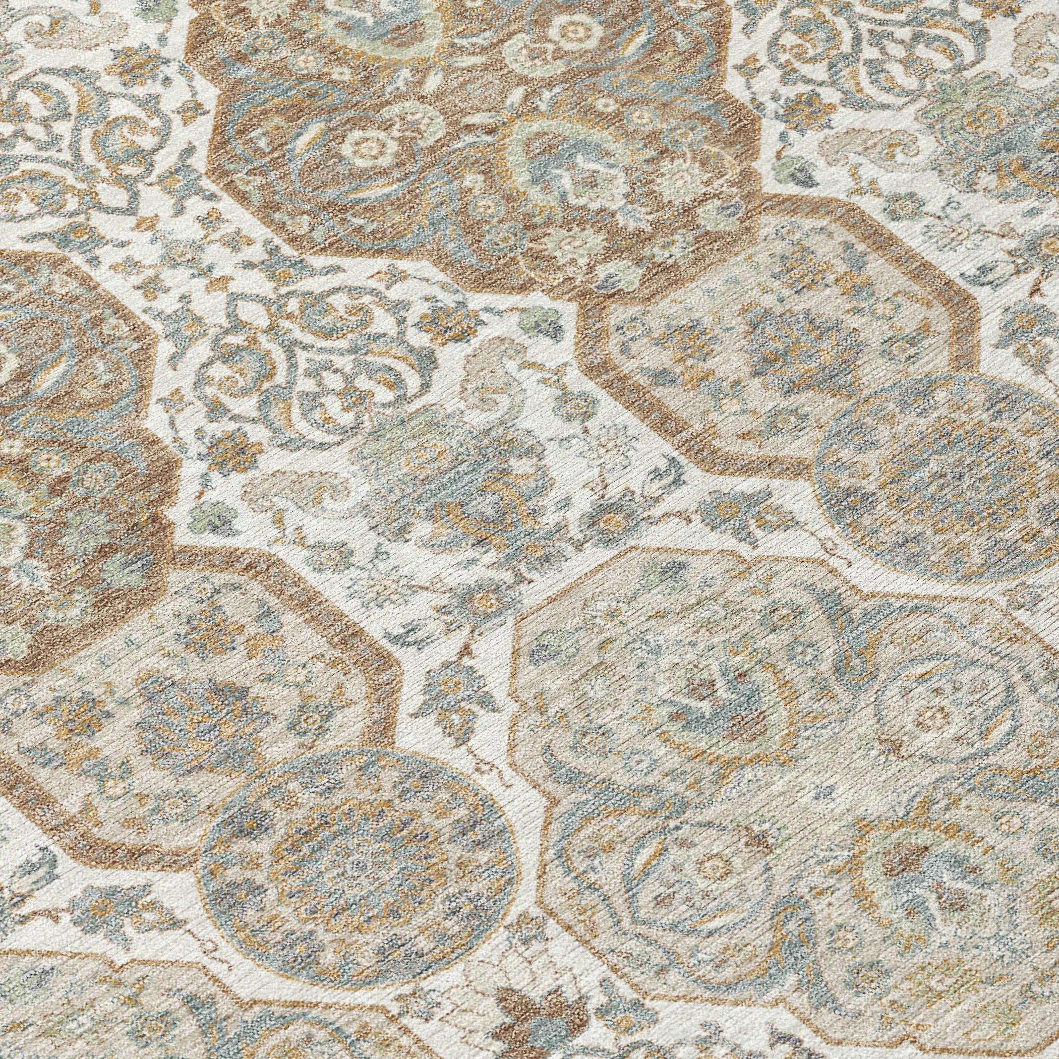 8' X 10' Ivory And Brown Floral Washable Indoor Outdoor Area Rug Homeroots Outdoor