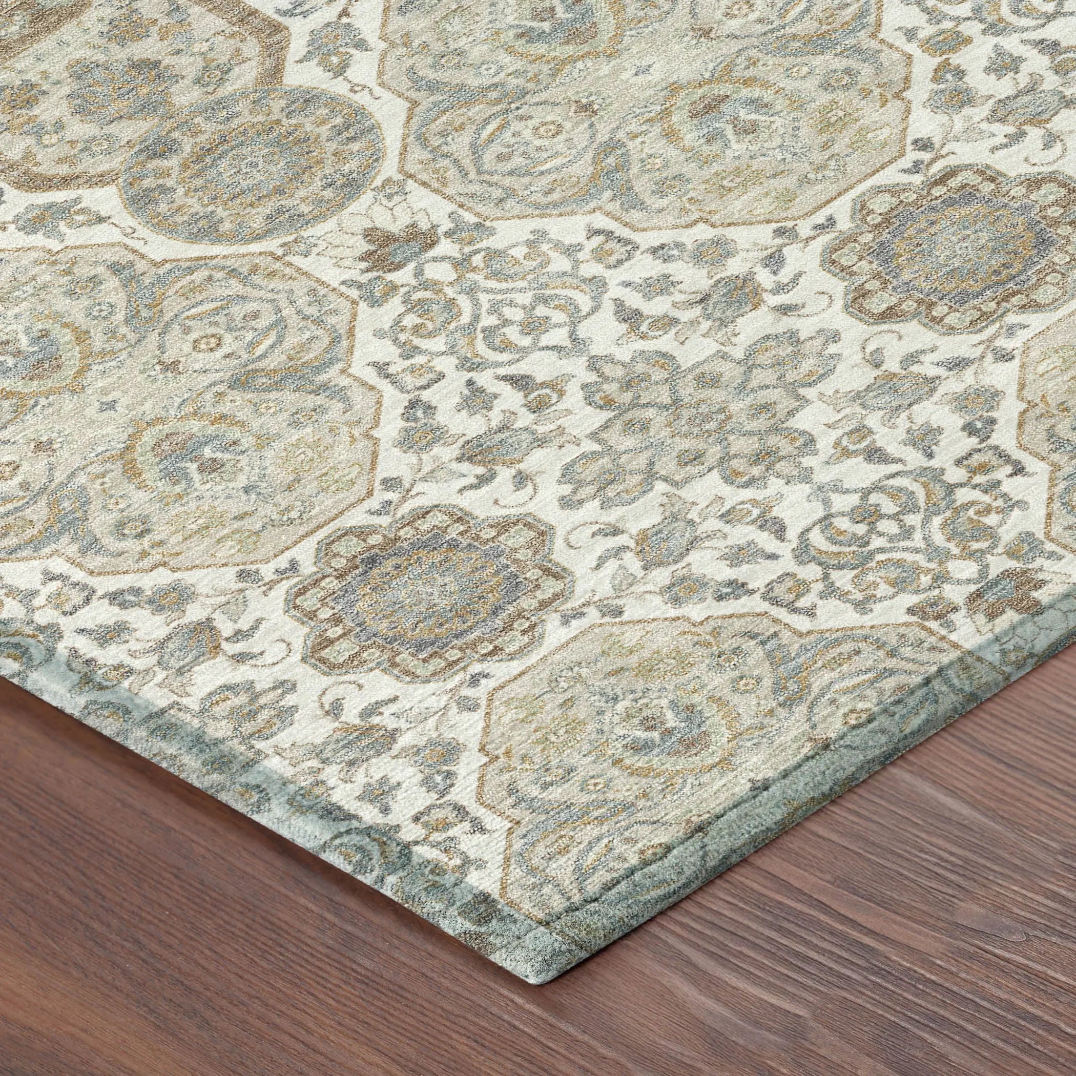 8' X 10' Ivory And Brown Floral Washable Indoor Outdoor Area Rug Homeroots Outdoor