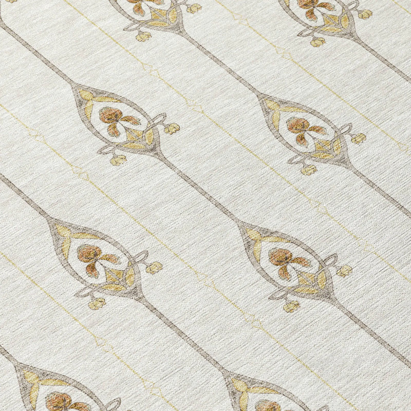 8' X 10' Ivory And Brown Geometric Washable Indoor Outdoor Area Rug Homeroots Outdoor
