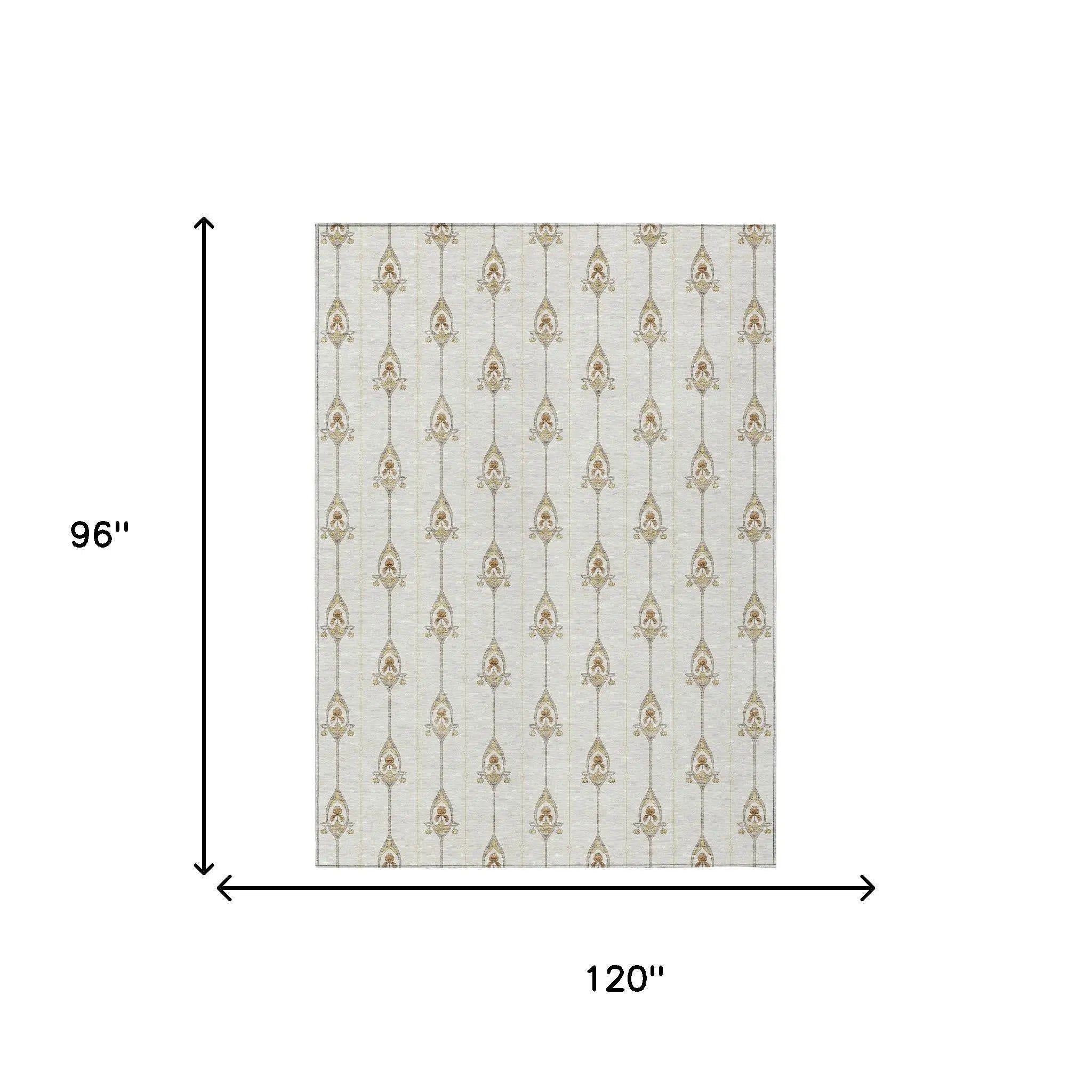 8' X 10' Ivory And Brown Geometric Washable Indoor Outdoor Area Rug Homeroots Outdoor