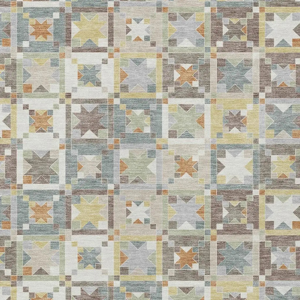 8' X 10' Ivory And Brown Patchwork Washable Indoor Outdoor Area Rug Homeroots Outdoor