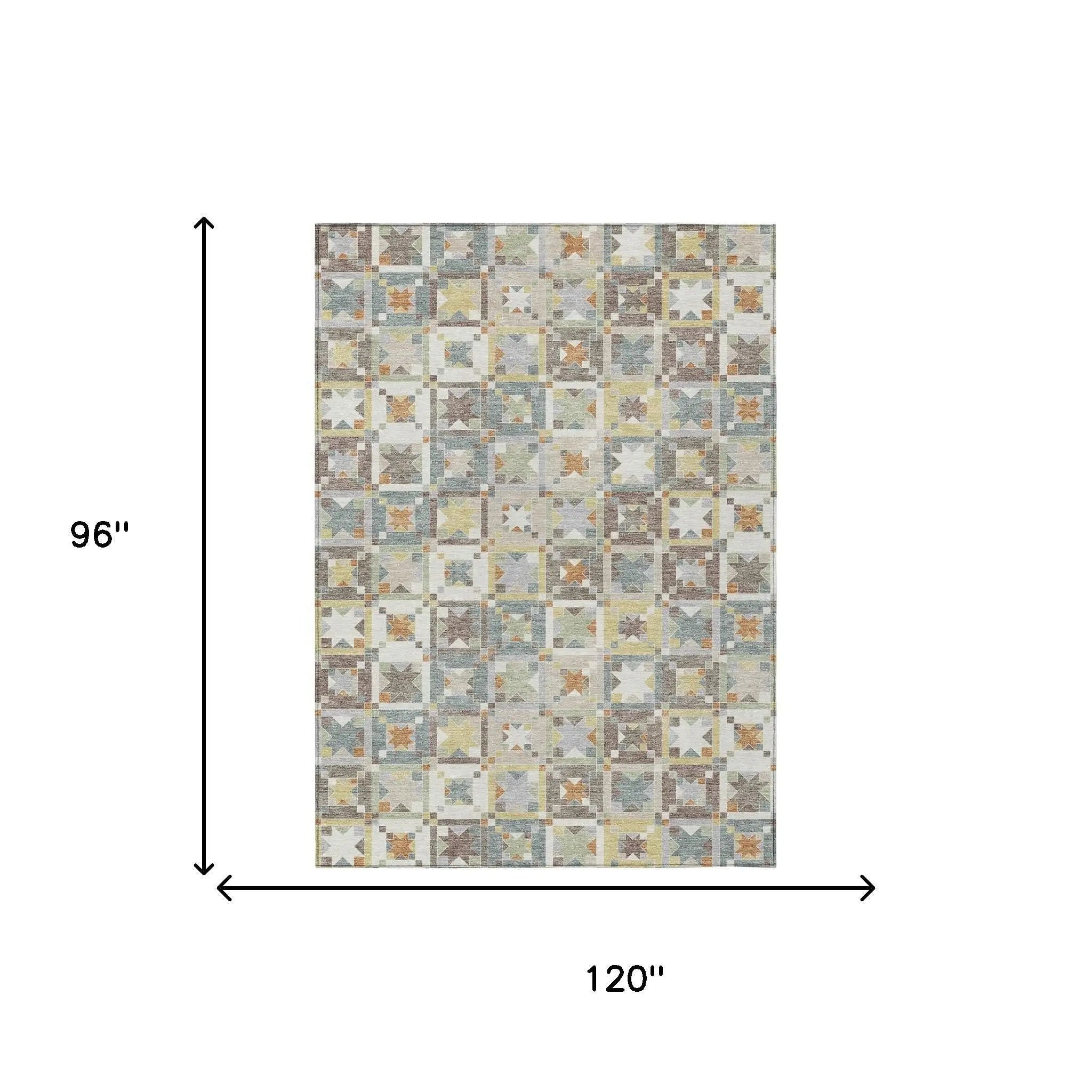 8' X 10' Ivory And Brown Patchwork Washable Indoor Outdoor Area Rug Homeroots Outdoor