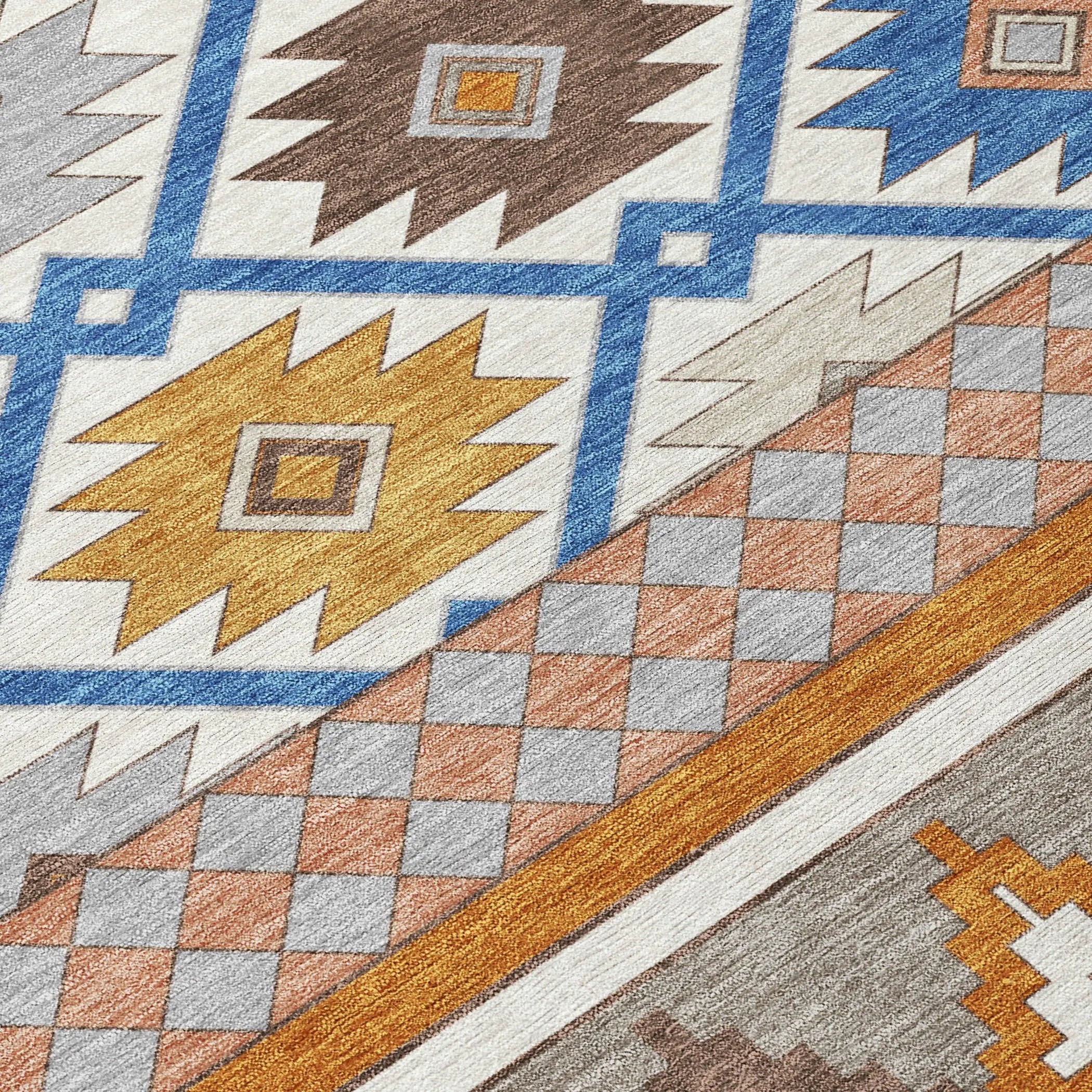 8' X 10' Ivory And Brown Southwestern Washable Indoor Outdoor Area Rug Homeroots Outdoor