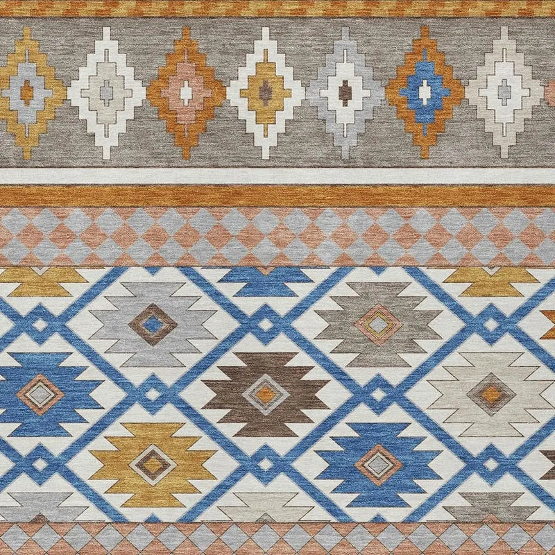 8' X 10' Ivory And Brown Southwestern Washable Indoor Outdoor Area Rug Homeroots Outdoor