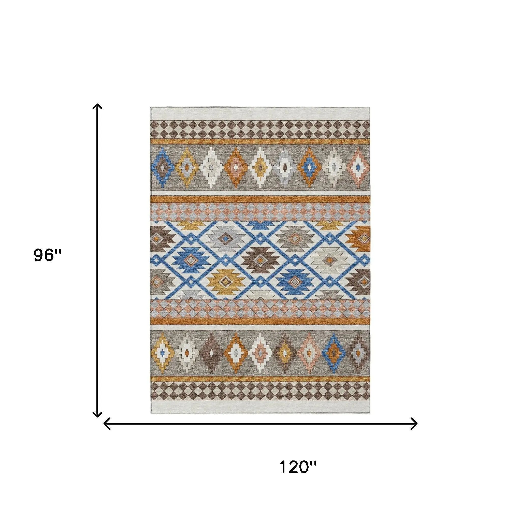 8' X 10' Ivory And Brown Southwestern Washable Indoor Outdoor Area Rug Homeroots Outdoor