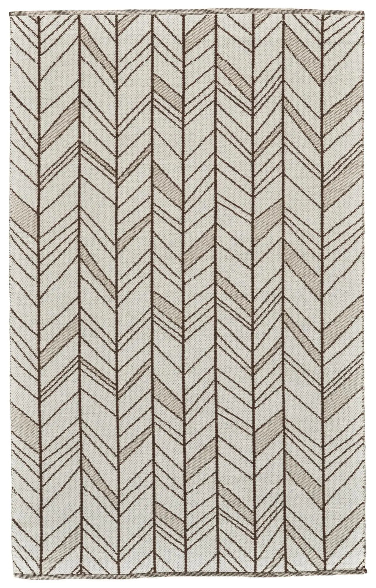 8' X 10' Ivory And Brown Wool Chevron Hand Woven Area Rug Homeroots Home Decor