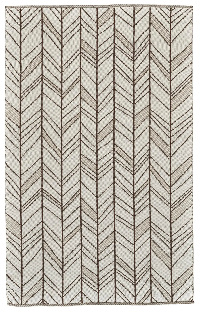 8' X 10' Ivory And Brown Wool Chevron Hand Woven Area Rug Homeroots Home Decor