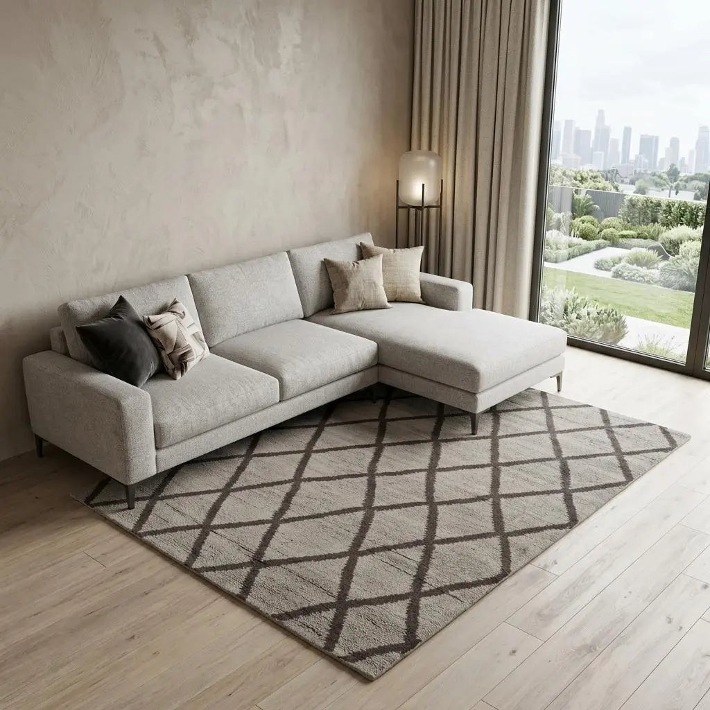 8' X 10' Ivory And Brown Wool Geometric Hand Knotted Area Rug Homeroots Home Decor