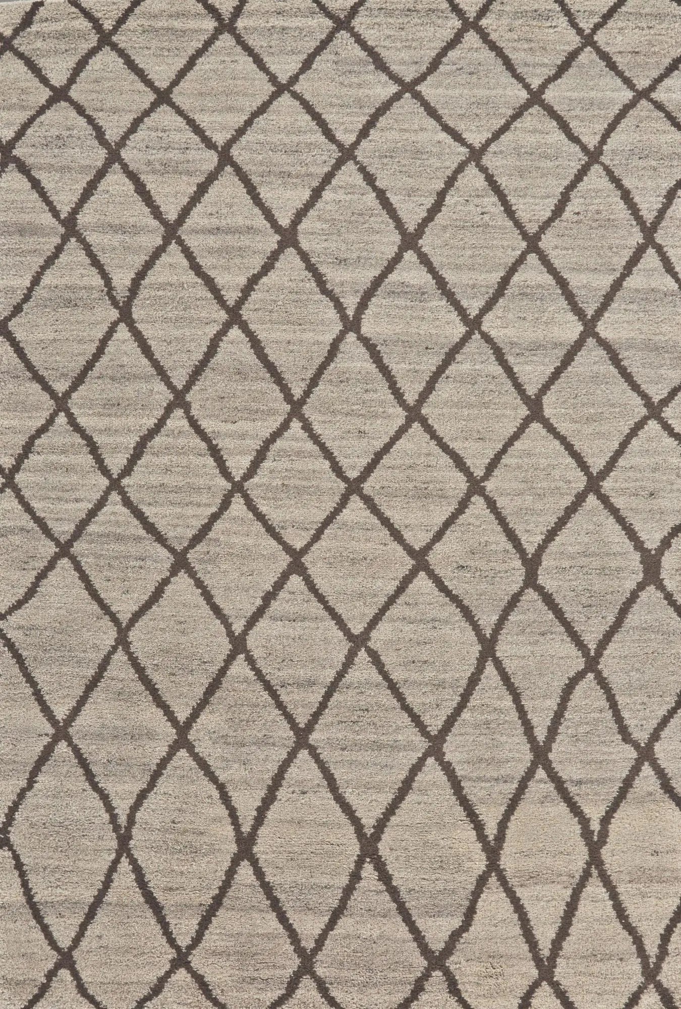 8' X 10' Ivory And Brown Wool Geometric Hand Knotted Area Rug Homeroots Home Decor