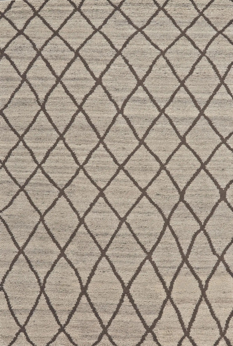 8' X 10' Ivory And Brown Wool Geometric Hand Knotted Area Rug Homeroots Home Decor