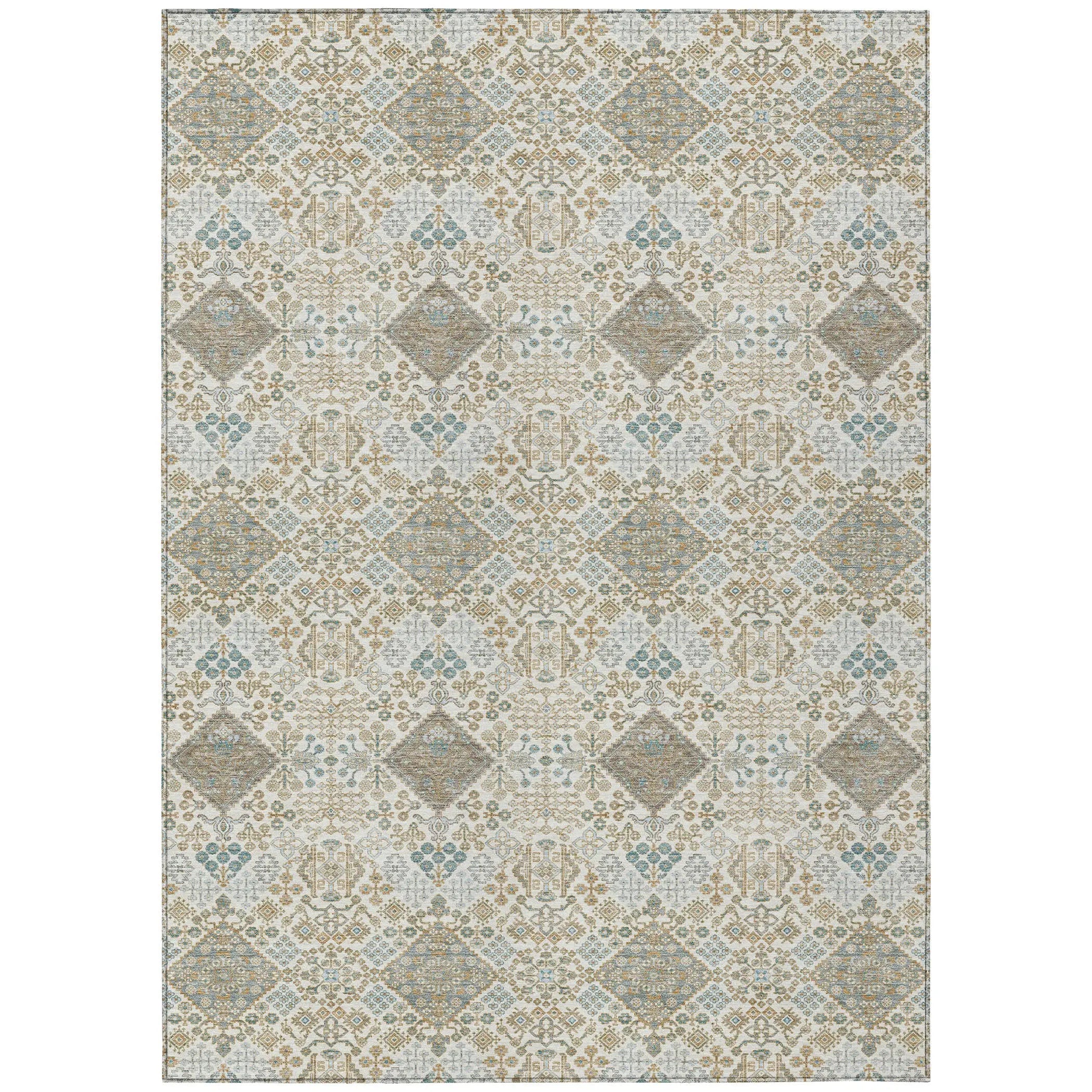 8' X 10' Ivory And Copper Geometric Washable Indoor Outdoor Area Rug Homeroots Outdoor
