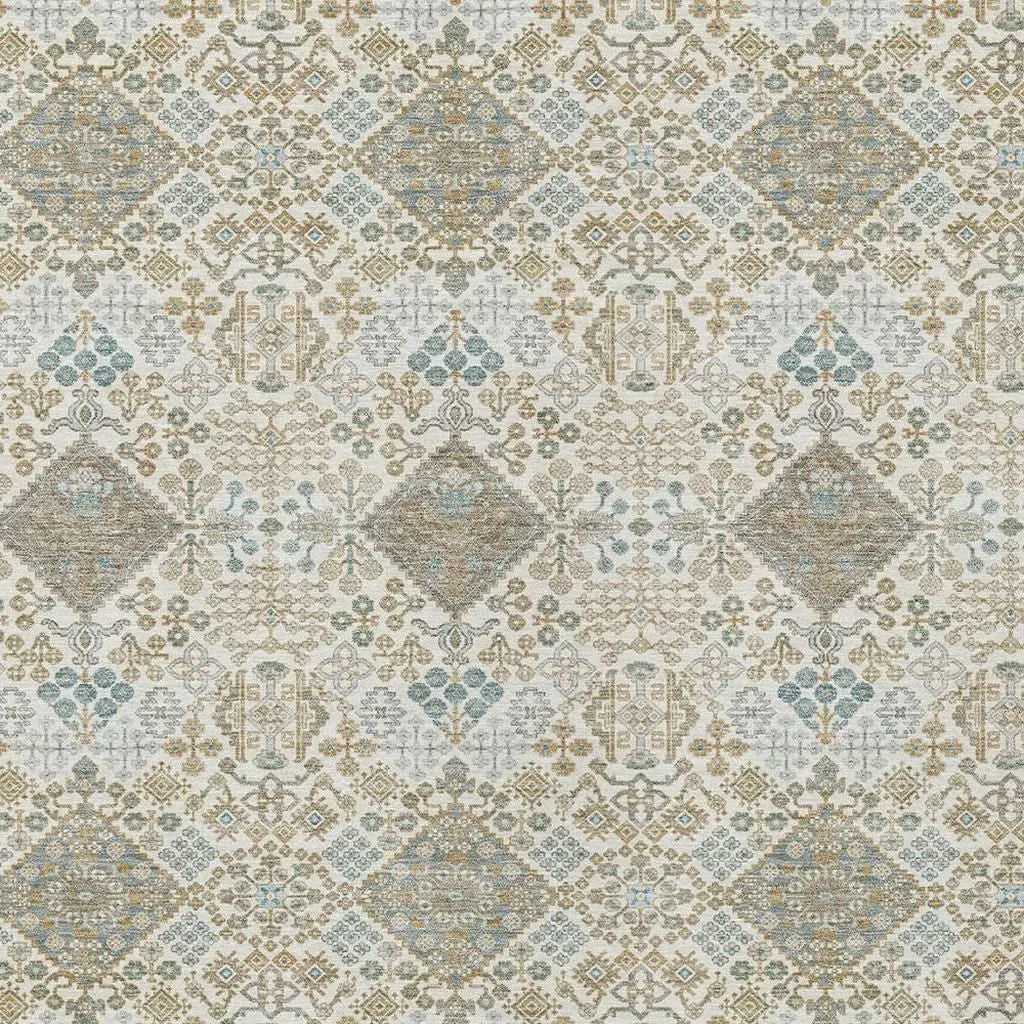 8' X 10' Ivory And Copper Geometric Washable Indoor Outdoor Area Rug Homeroots Outdoor