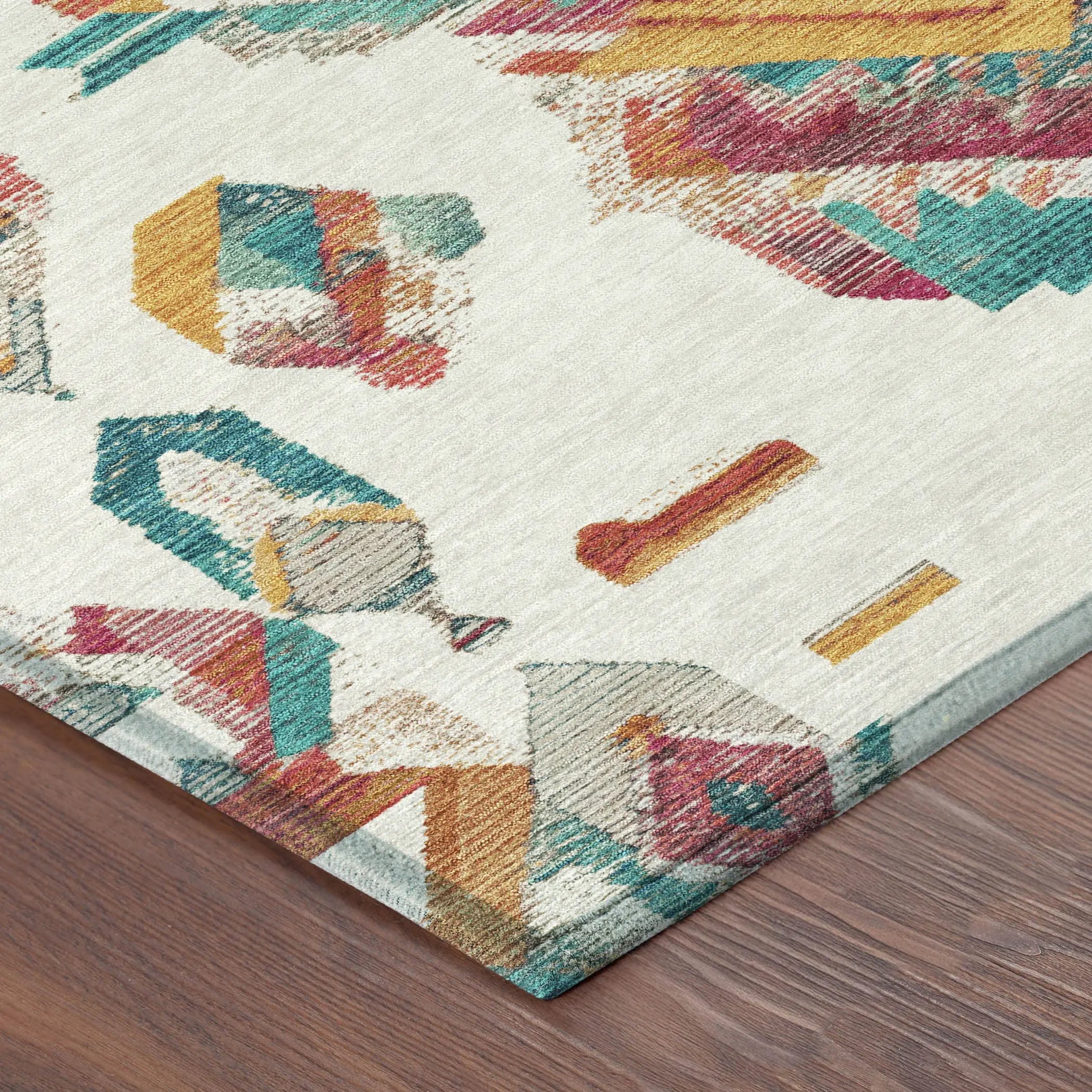 8' X 10' Ivory And Coral Tribal Washable Indoor Outdoor Area Rug Homeroots Outdoor