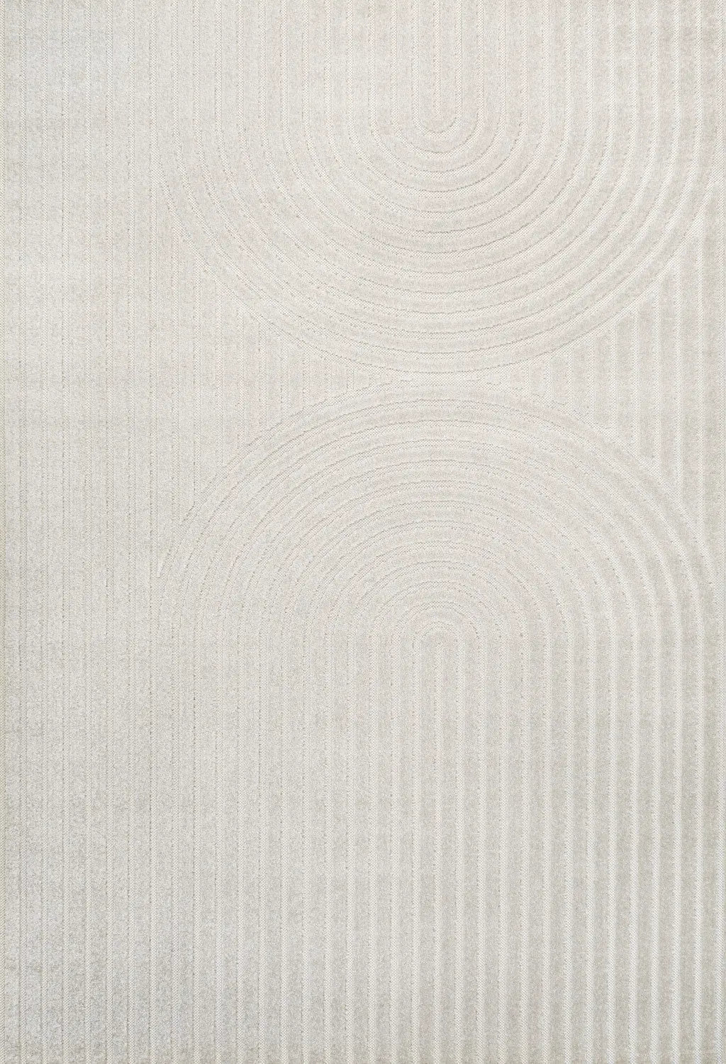 8' X 10' Ivory And Cream Striped Indoor Outdoor Area Rug - GreatEagleInc