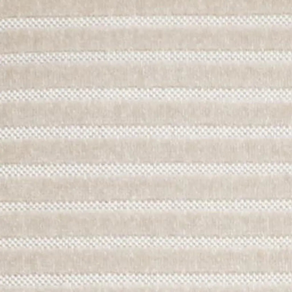 8' X 10' Ivory And Cream Striped Indoor Outdoor Area Rug - GreatEagleInc