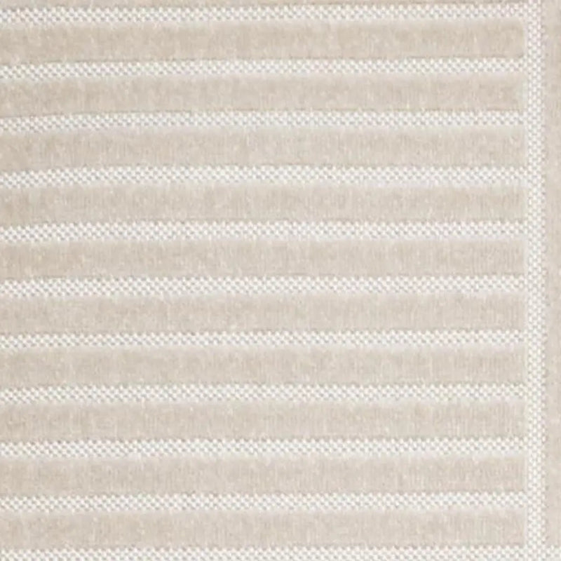 8' X 10' Ivory And Cream Striped Indoor Outdoor Area Rug - GreatEagleInc