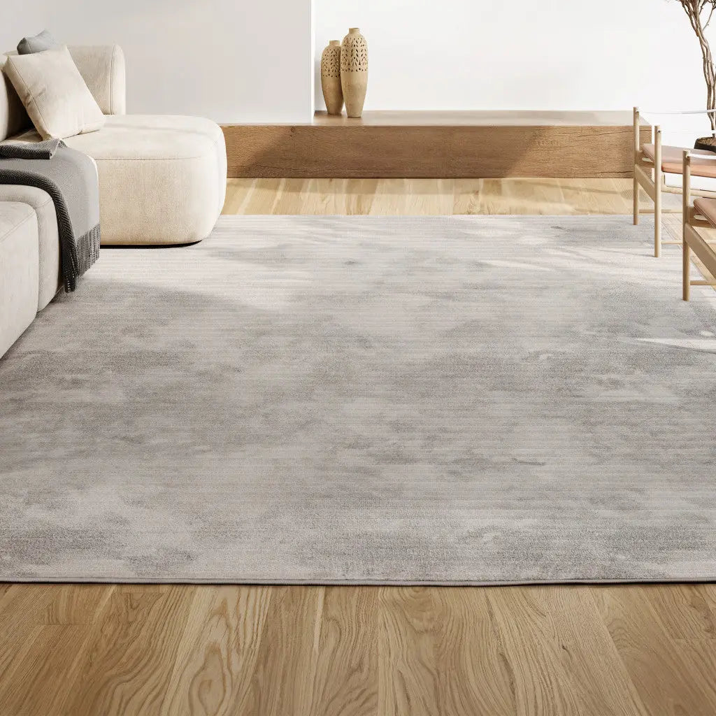 8' X 10' Ivory And Cream Striped Indoor Outdoor Area Rug - GreatEagleInc