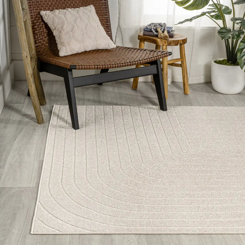 8' X 10' Ivory And Cream Striped Indoor Outdoor Area Rug Homeroots Outdoor