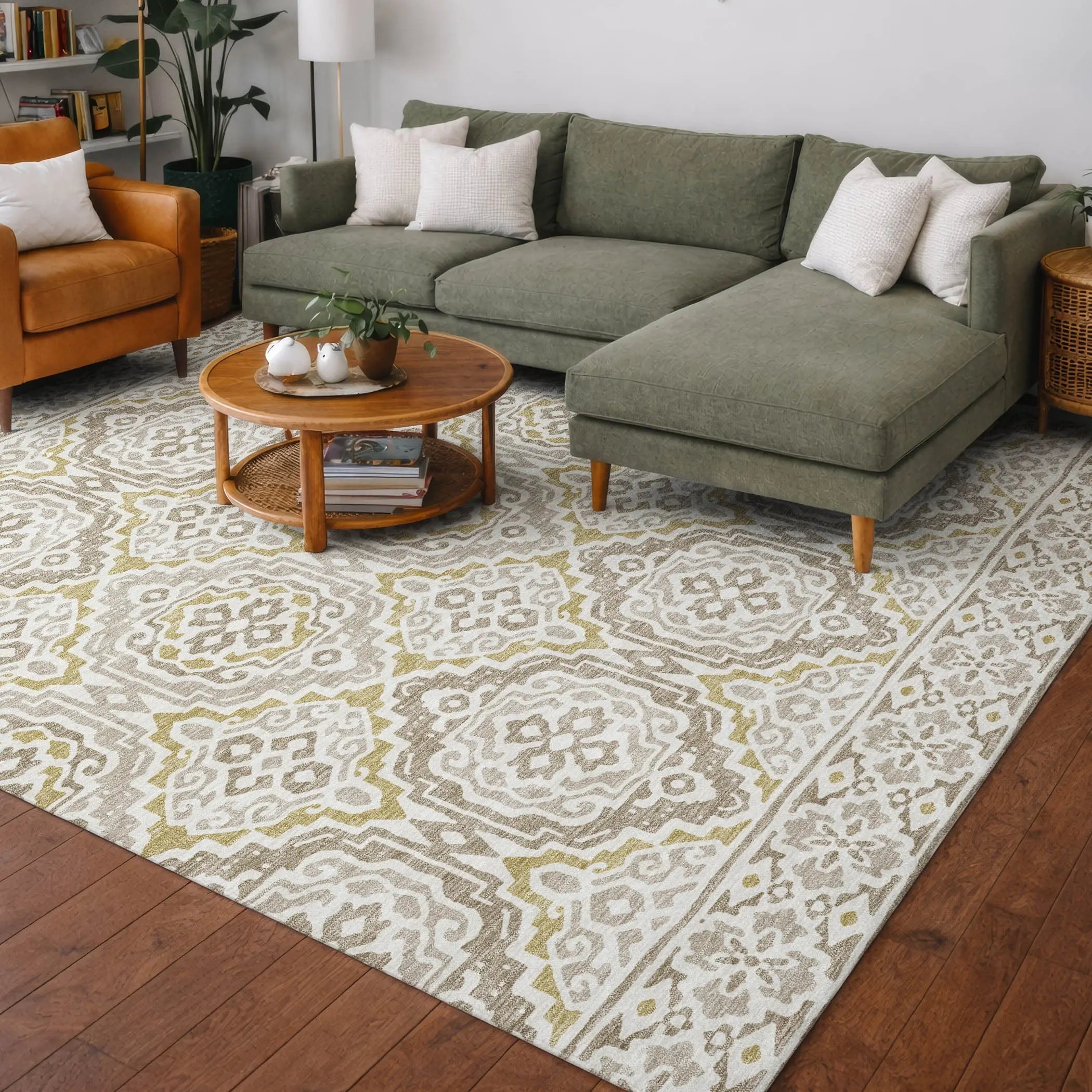 8' X 10' Ivory And Denim Blue Tribal Washable Indoor Outdoor Area Rug Homeroots Outdoor