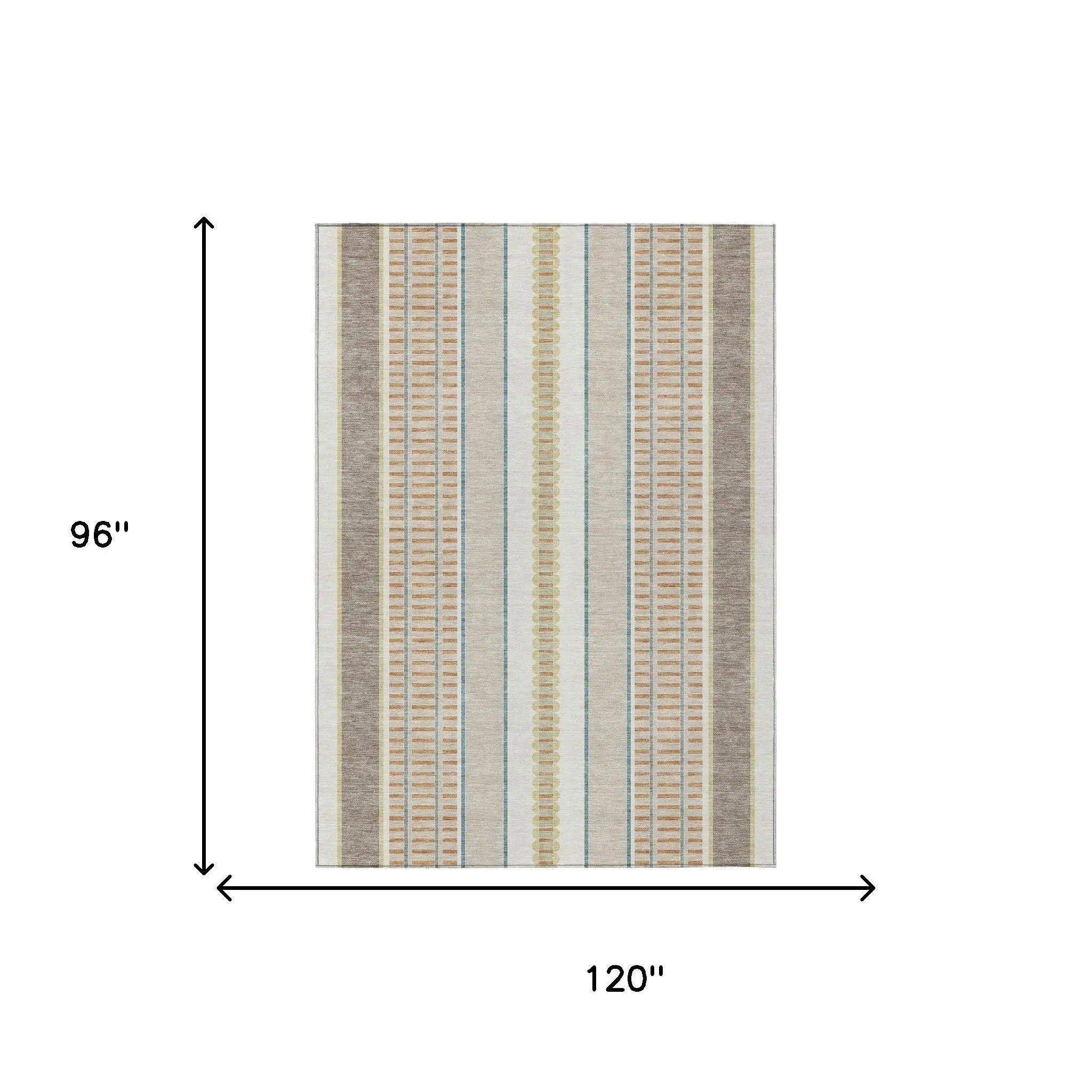 8' X 10' Ivory And Fern Green Striped Washable Indoor Outdoor Area Rug Homeroots Outdoor