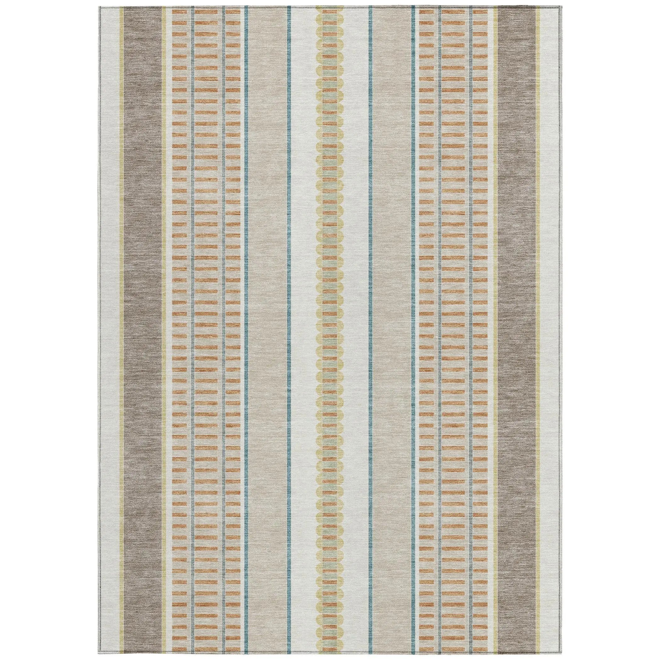8' X 10' Ivory And Fern Green Striped Washable Indoor Outdoor Area Rug Homeroots Outdoor